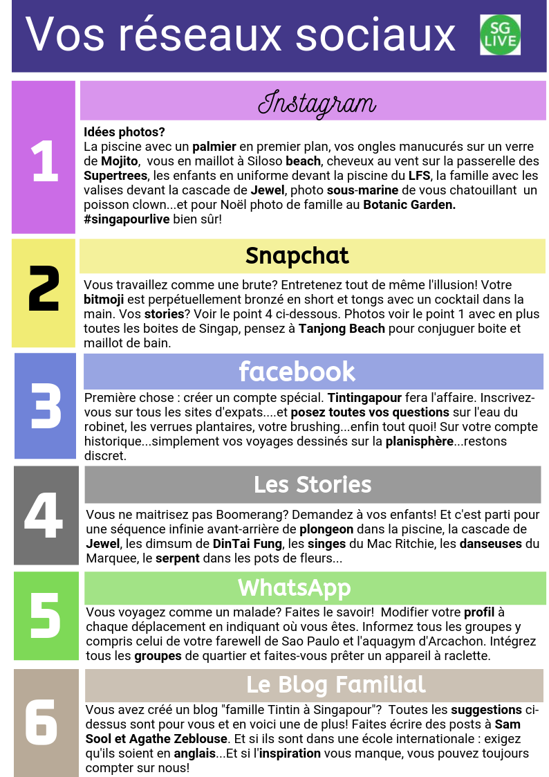 Réseaux sociaux des expatriés à Singapour. Idées photos, stories et blog!