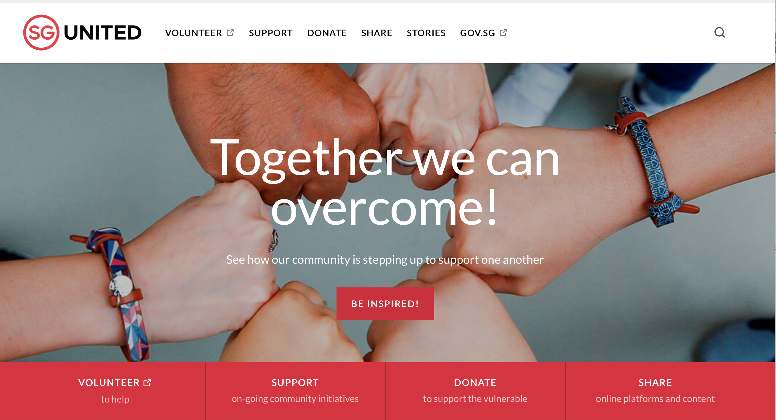 SG United Site d'entraide du gouvernement de Singapour