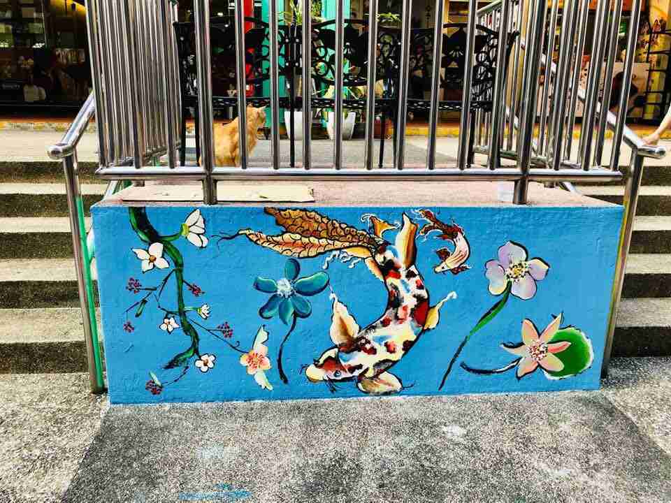Dgers artiste Singapour : Koi Fish Street Art Singapour AMK